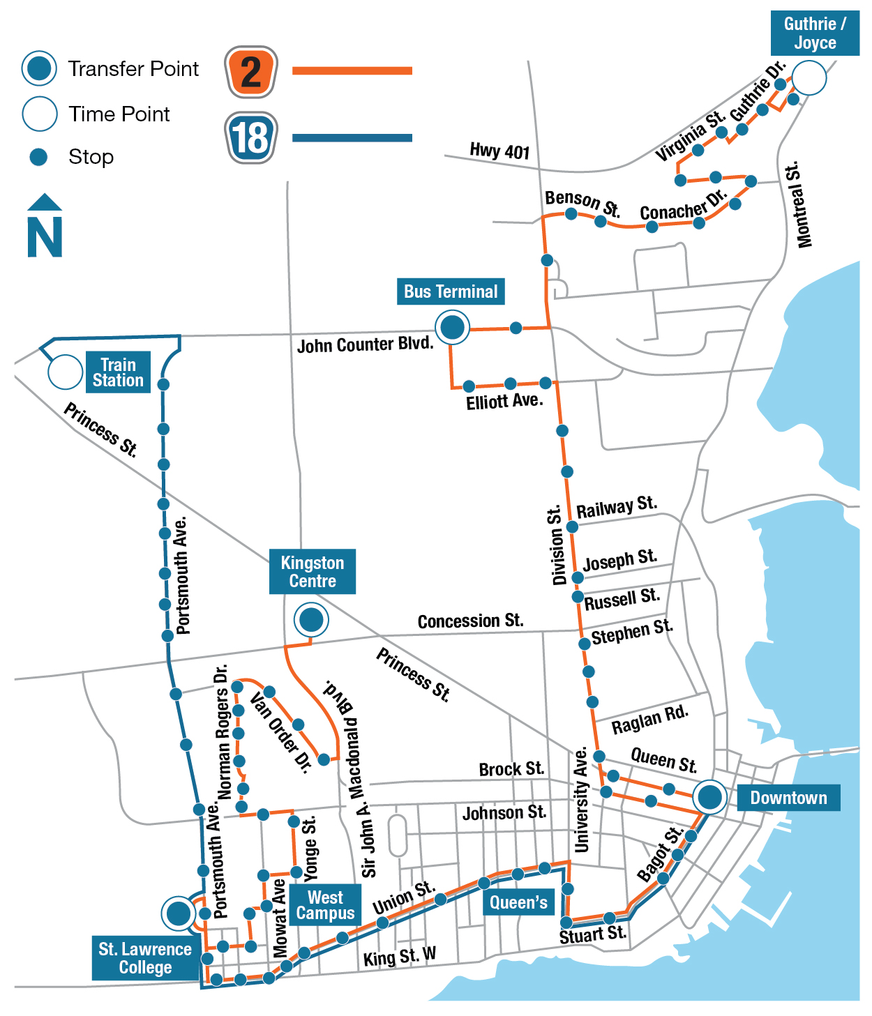 Route 2 & 18 Map